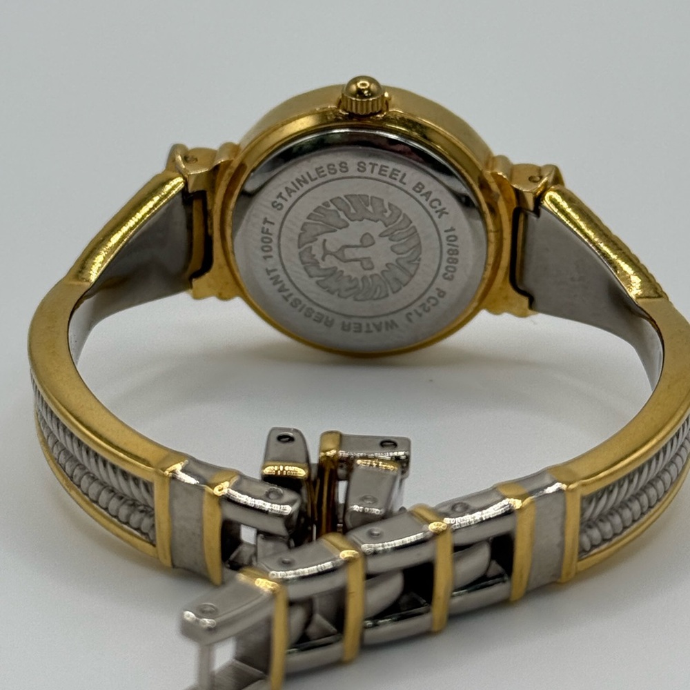 Anne Klein Gold and Silver tone Women's Bangle Watch with diamonds - Picture 4 of 14
